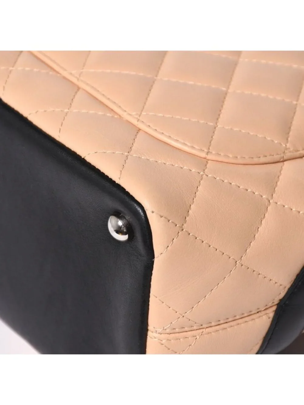 Chanel Canbon Cambon Line Small Tote Bag CC Logo Calfskin Beige